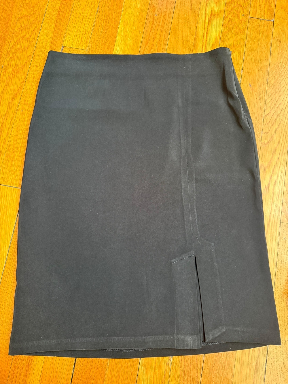Classic Black Pencil Skirt with Front Vent